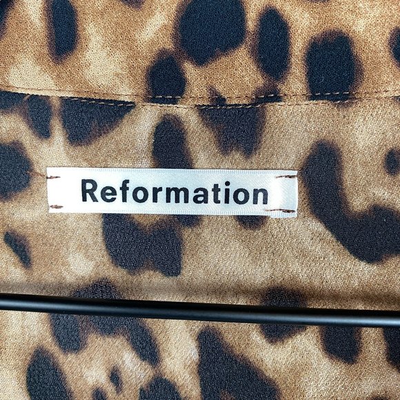 REFORMATION Violet Leopard Print Button Down Top - Picture 11 of 12